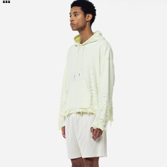 John Elliott Reverse Burnt Out Hoodie Ivory / Yellow Colorway - Medium - Picture 3 of 8